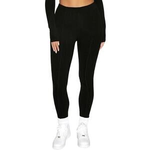 NAKED WARDROBE All Snatched Everything Rib Knit Leggings In Black L